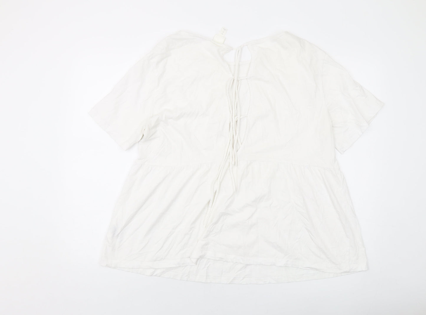 H&M Womens White Cotton Basic T-Shirt Size L Round Neck
