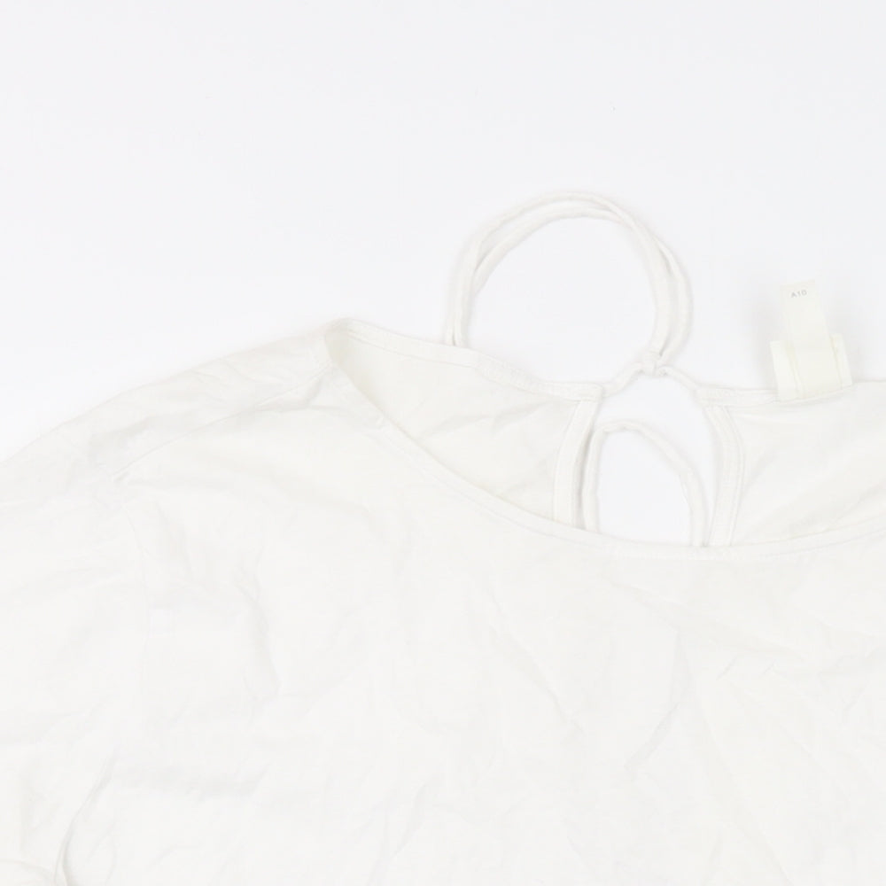 H&M Womens White Cotton Basic T-Shirt Size L Round Neck
