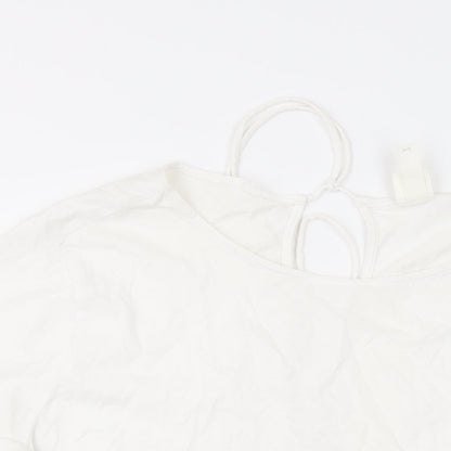 H&M Womens White Cotton Basic T-Shirt Size L Round Neck