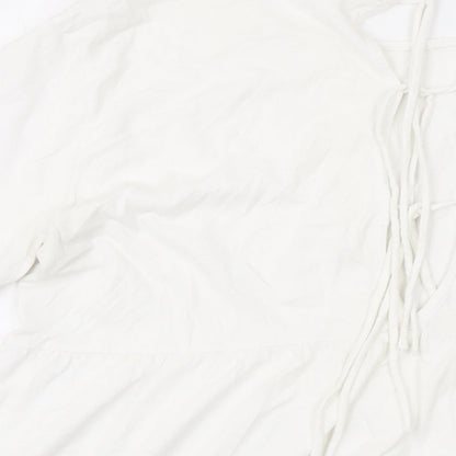 H&M Womens White Cotton Basic T-Shirt Size L Round Neck