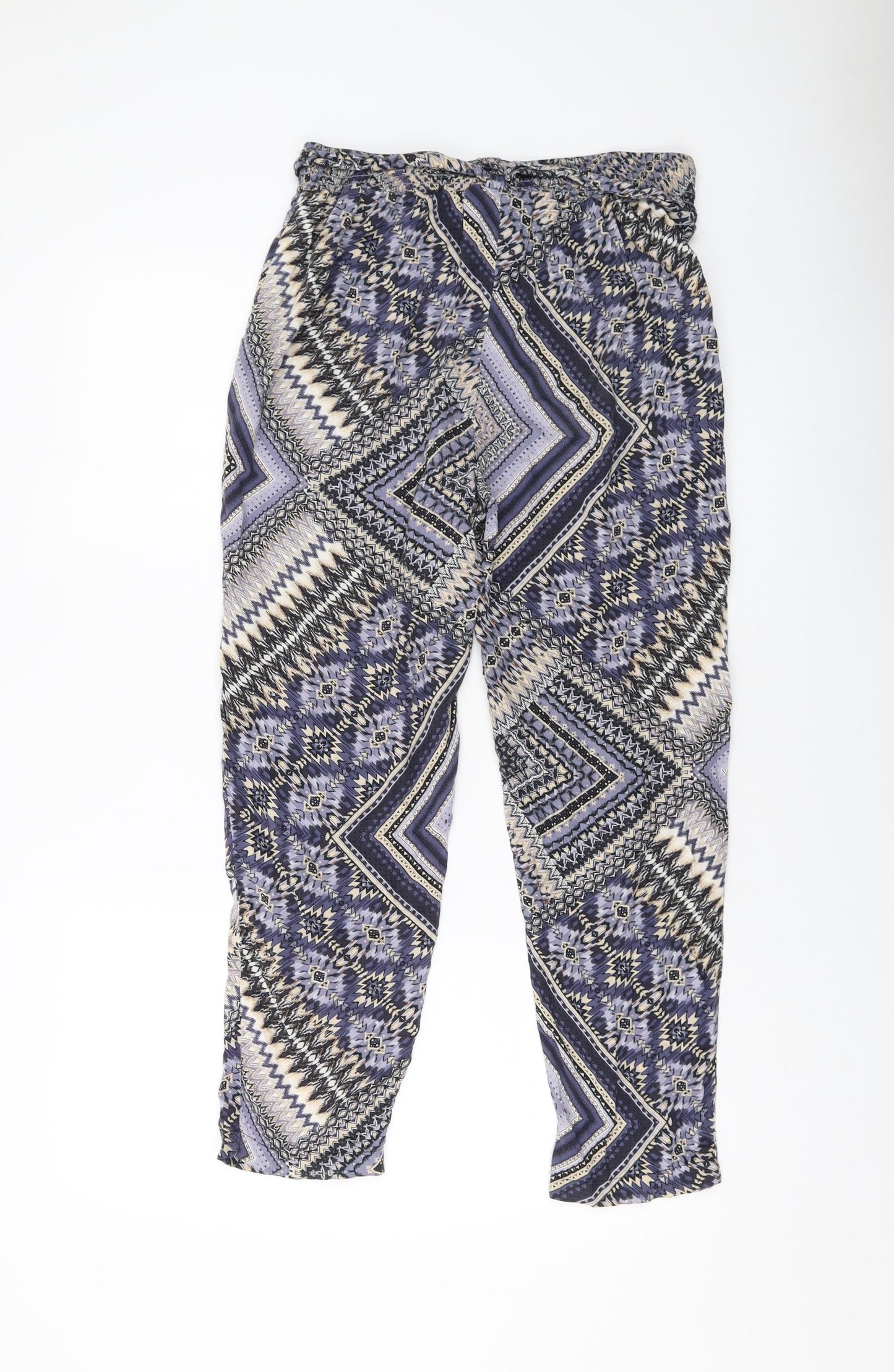 Wallis Womens Multicoloured Geometric Viscose Trousers Size 10 L25 in Regular