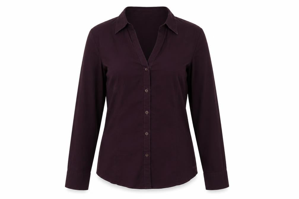 MORE & MORE Womens Purple Cotton Basic Button-Up Size 12 Collared
