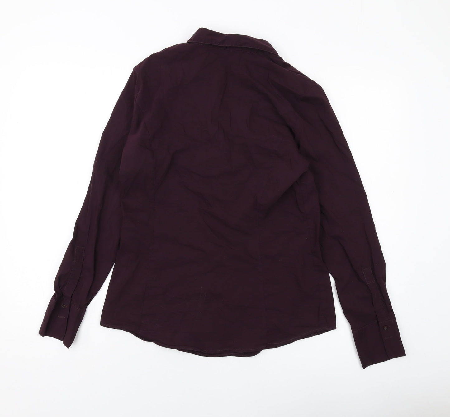 MORE & MORE Womens Purple Cotton Basic Button-Up Size 12 Collared