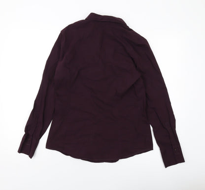 MORE & MORE Womens Purple Cotton Basic Button-Up Size 12 Collared