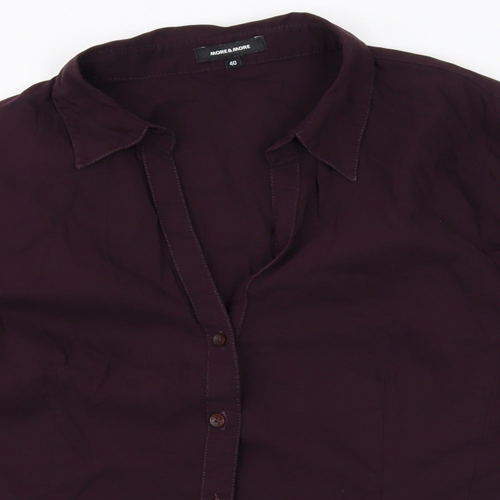MORE & MORE Womens Purple Cotton Basic Button-Up Size 12 Collared