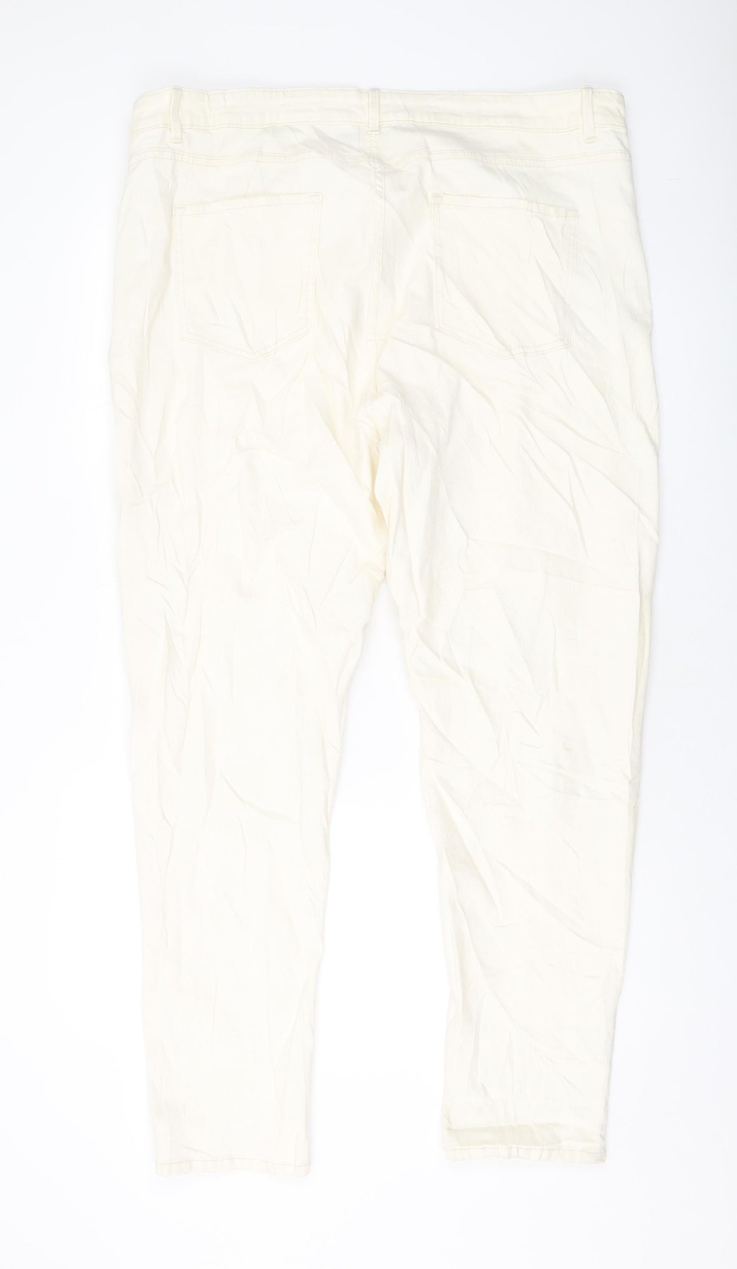 Marks and Spencer Womens Ivory Cotton Skinny Jeans Size 22 L30 in Regular Button