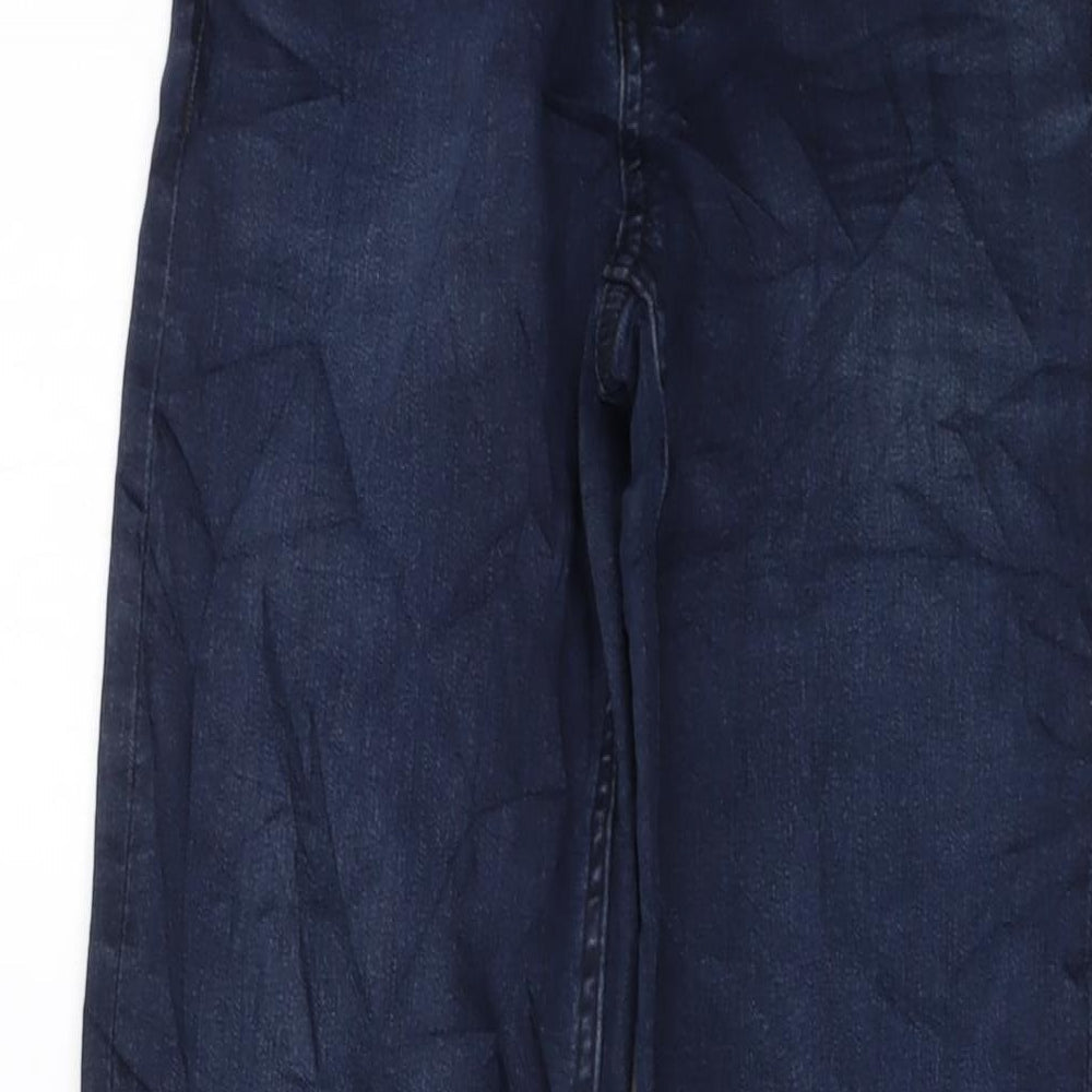 Marks and Spencer Womens Blue Cotton Straight Jeans Size 6 L30 in Regular Button