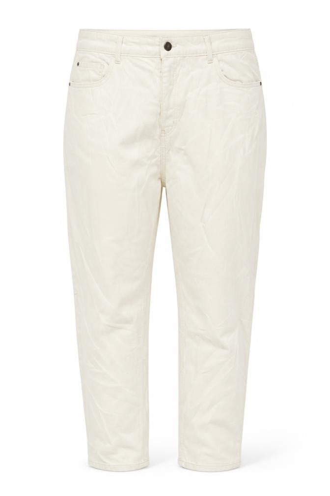 Marks & Spencer Womens Ivory Cotton Mom Jeans Size 22 L26 in Slim Button