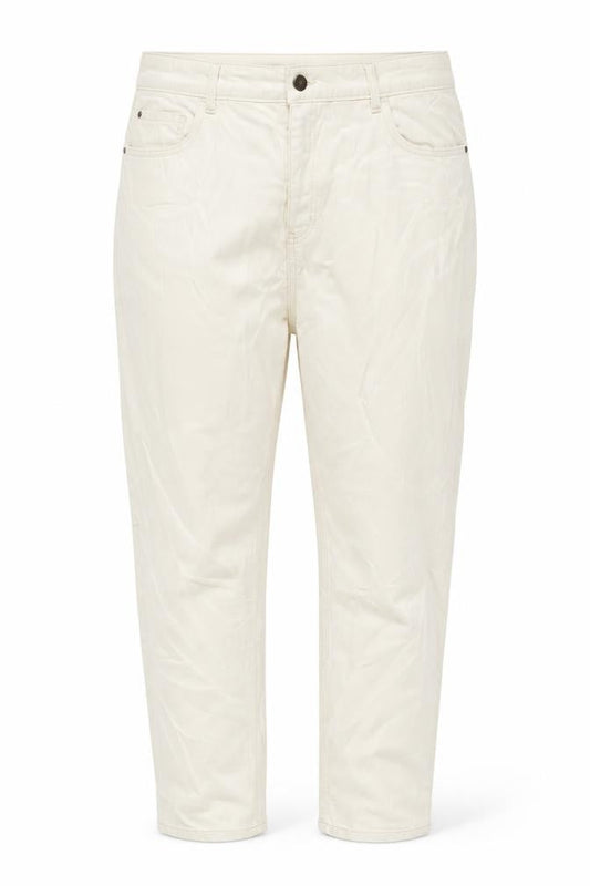 Marks & Spencer Womens Ivory Cotton Mom Jeans Size 22 L26 in Slim Button