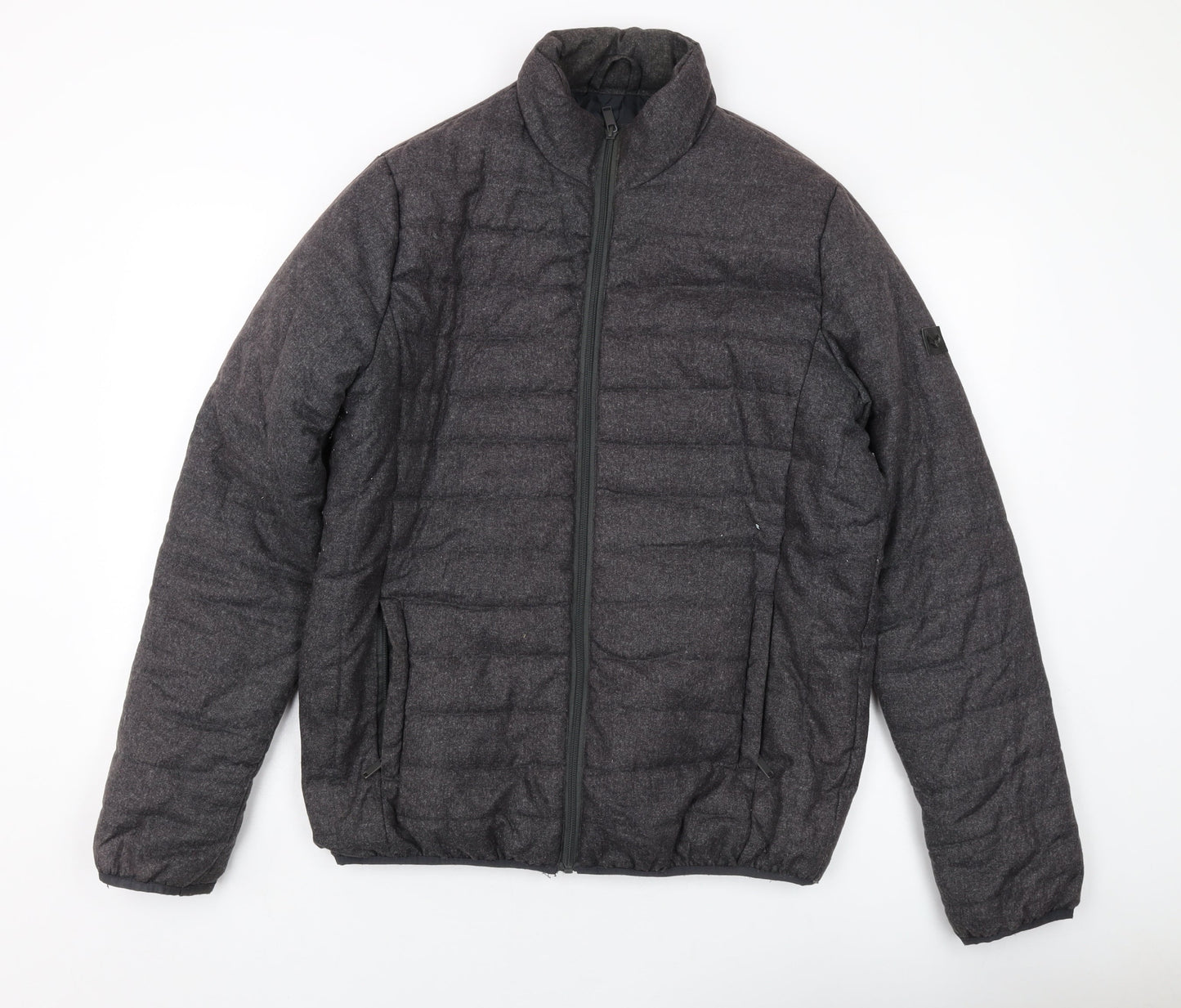 Brave Soul Mens Grey Puffer Jacket Jacket Size M Zip