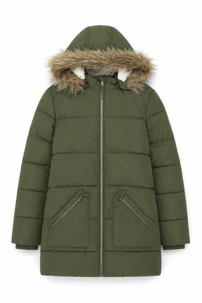 John Lewis Girls Green Parka Jacket Size 11 Years Zip