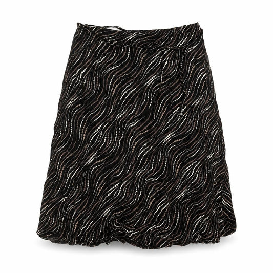 Marks & Spencer Womens Black Geometric Viscose A-Line Skirt Size 14 - Belted