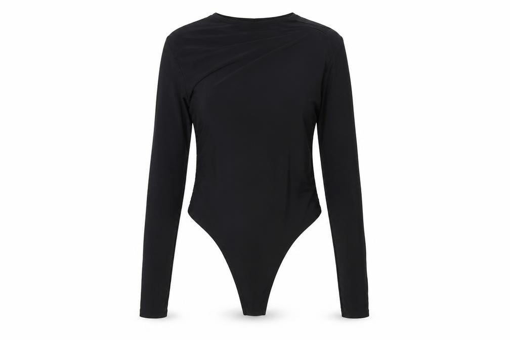 PRETTYLITTLETHING Womens Black Polyester Bodysuit One-Piece Size 6 Snap