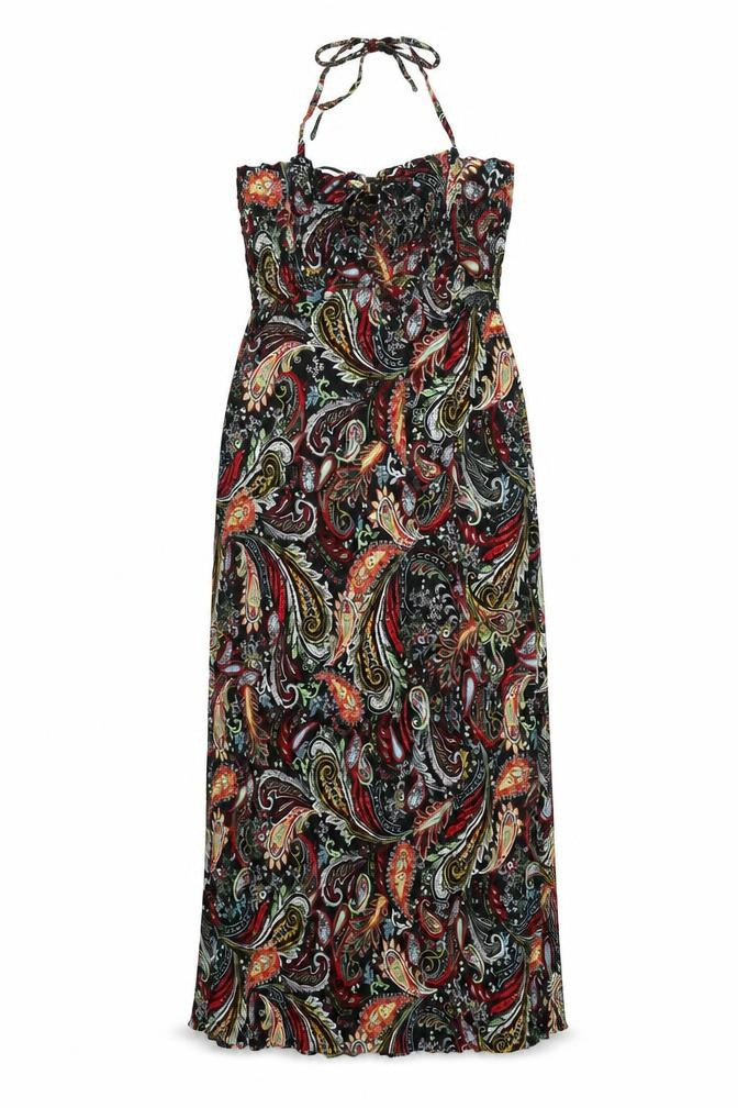 Marks & Spencer Womens Multicoloured Paisley Viscose Maxi Size 14 Halter Pullover