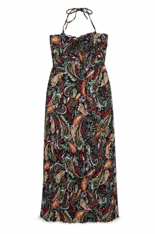 Marks & Spencer Womens Multicoloured Paisley Viscose Maxi Size 14 Halter Pullover