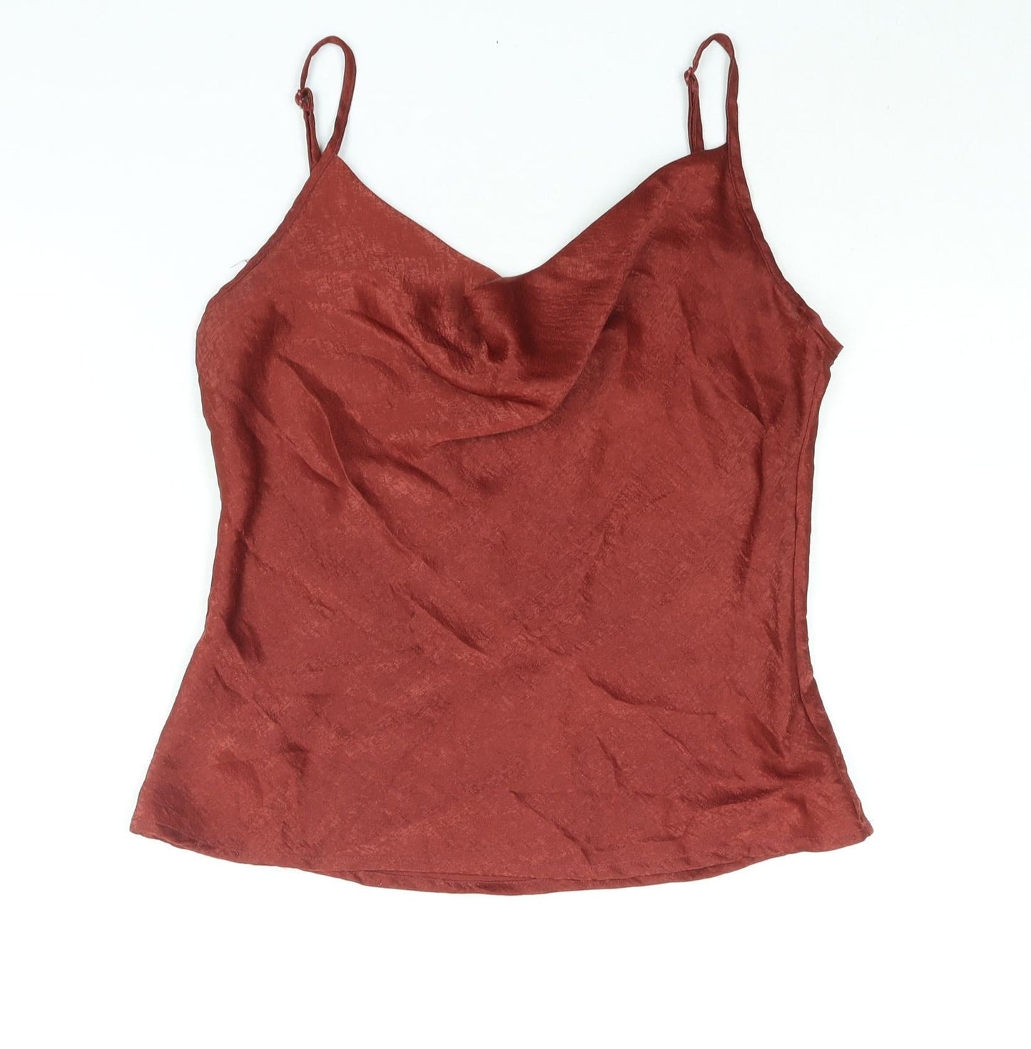 PRETTYLITTLETHING Womens Red Polyester Camisole Blouse Size 10 Cowl Neck