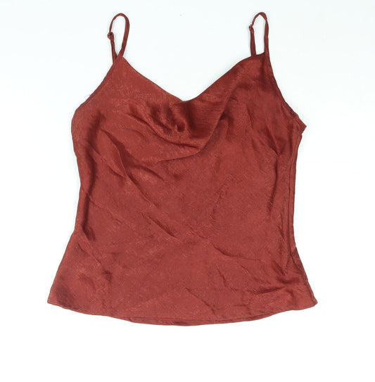 PRETTYLITTLETHING Womens Red Polyester Camisole Blouse Size 10 Cowl Neck