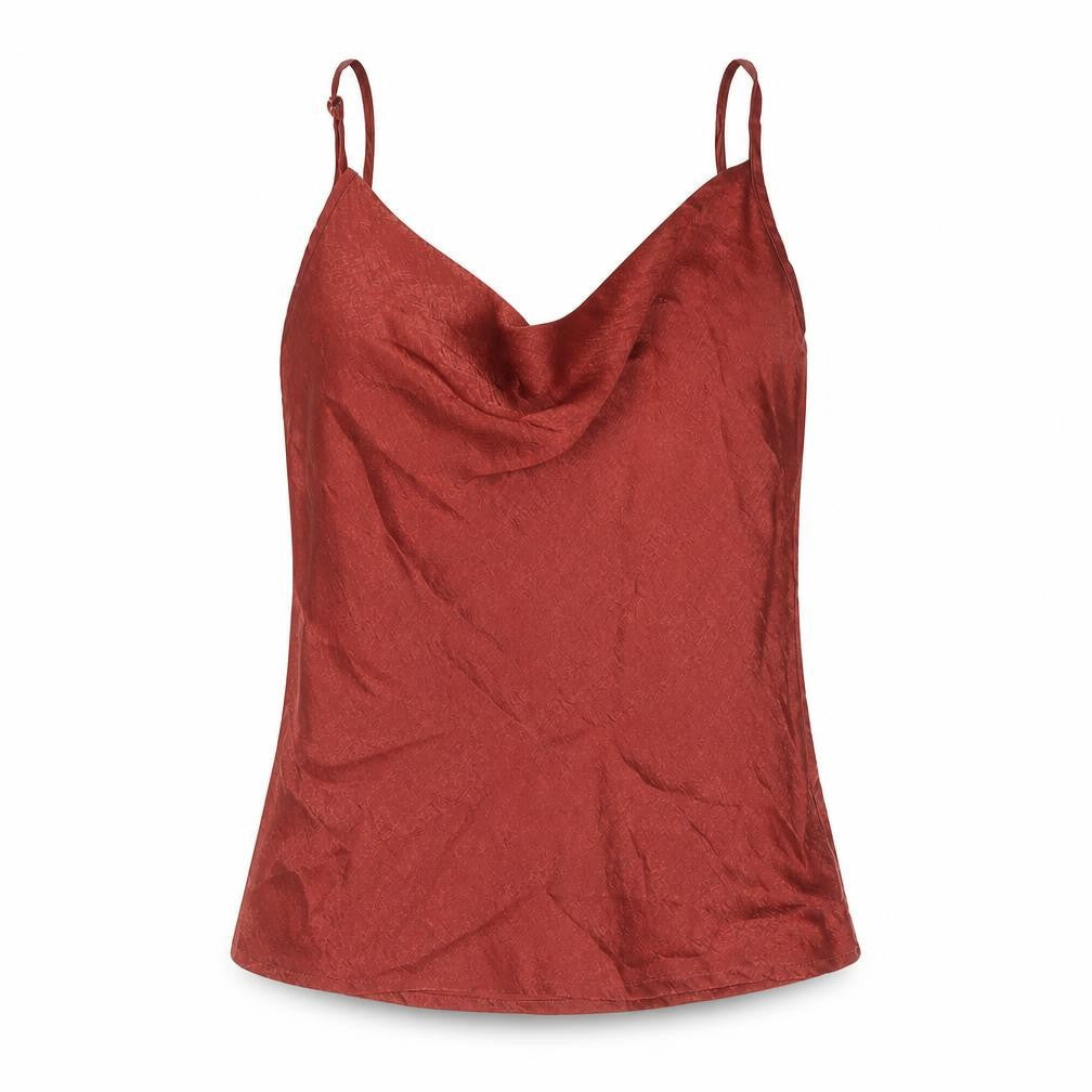 PRETTYLITTLETHING Womens Red Polyester Camisole Blouse Size 10 Cowl Neck