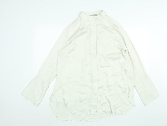H&M Womens Ivory Polyester Tunic Blouse Size S Round Neck