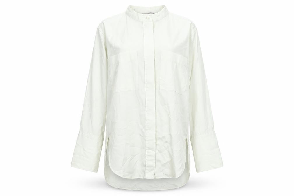 H&M Womens Ivory Polyester Tunic Blouse Size S Round Neck