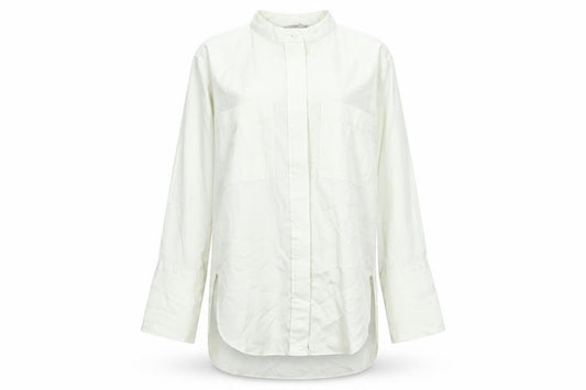 H&M Womens Ivory Polyester Tunic Blouse Size S Round Neck