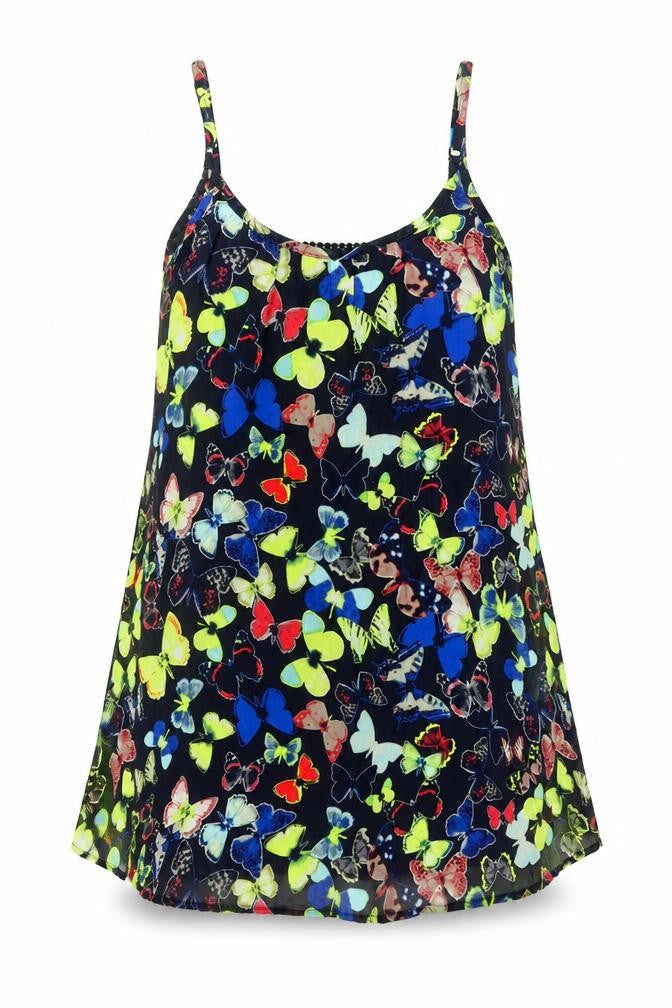 Fire Womens Multicoloured Geometric Polyester A-Line Size S Scoop Neck Pullover - Butterfly Print