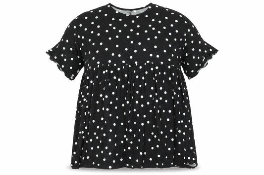 ASOS Womens Black Polka Dot Cotton Shift Size 14 Round Neck Pullover - Smocked
