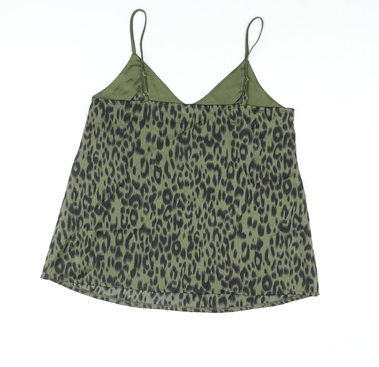 Apricot Womens Green Animal Print Polyester Camisole Blouse Size 10 V-Neck - Leopard Print