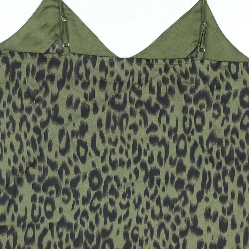 Apricot Womens Green Animal Print Polyester Camisole Blouse Size 10 V-Neck - Leopard Print