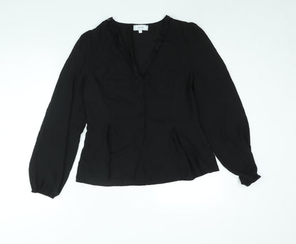 Rihoas Womens Black Polyester Basic Blouse Size L V-Neck - Lace Trim