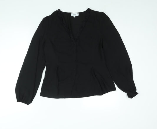 Rihoas Womens Black Polyester Basic Blouse Size L V-Neck - Lace Trim