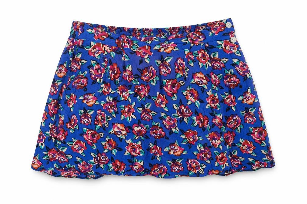 Worthington Womens Blue Floral Viscose Mini Skirt Size L Button