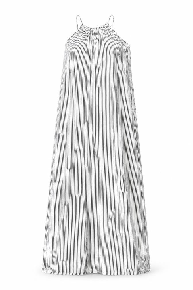 Zara Womens White Striped Viscose Maxi Size M Scoop Neck Pullover
