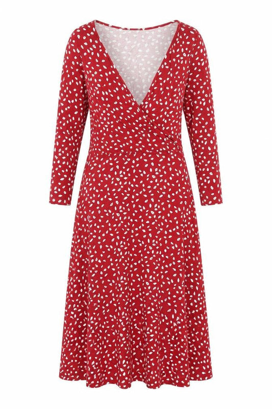Principles Womens Red Geometric Viscose A-Line Size 14 V-Neck Pullover