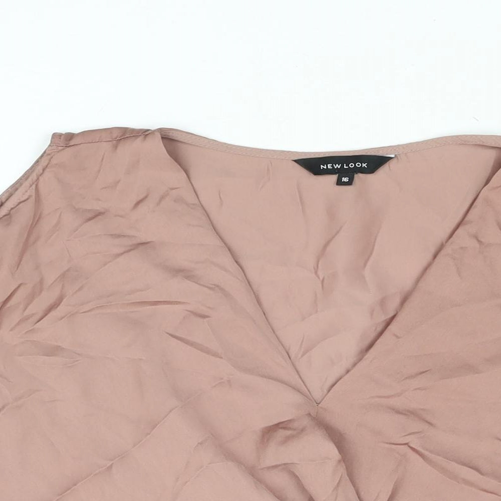 New Look Womens Pink Polyester Basic Blouse Size 16 V-Neck - Cold Shoulder