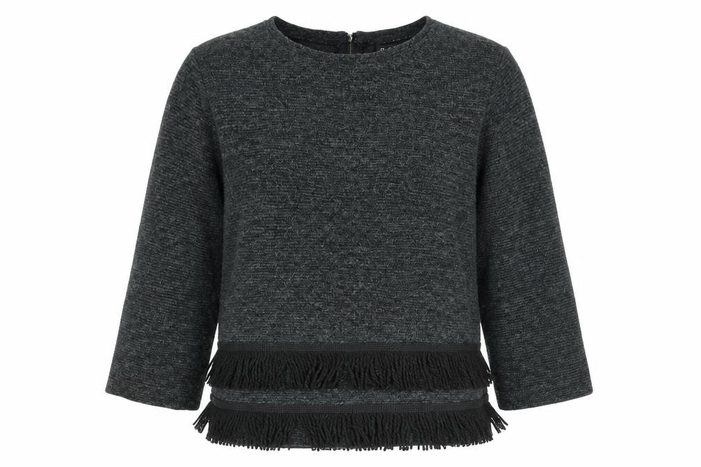 PLT Womens Grey Round Neck Acrylic Pullover Jumper Size 10 - Tassle