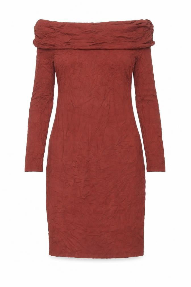 JustFab Womens Brown Viscose Bodycon Size M Off the Shoulder Pullover
