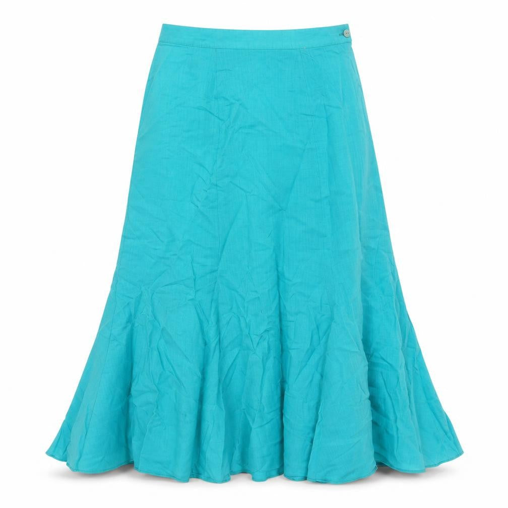St Michael Womens Blue Wool Trumpet Skirt Size 14 Zip