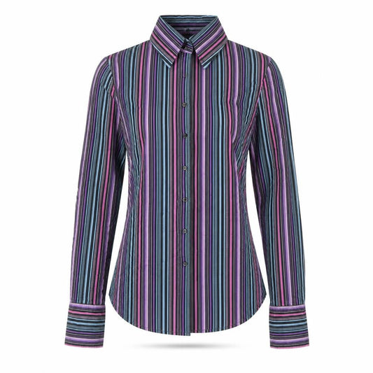 Massimo Womens Multicoloured Striped Cotton Basic Button-Up Size 8 Collared