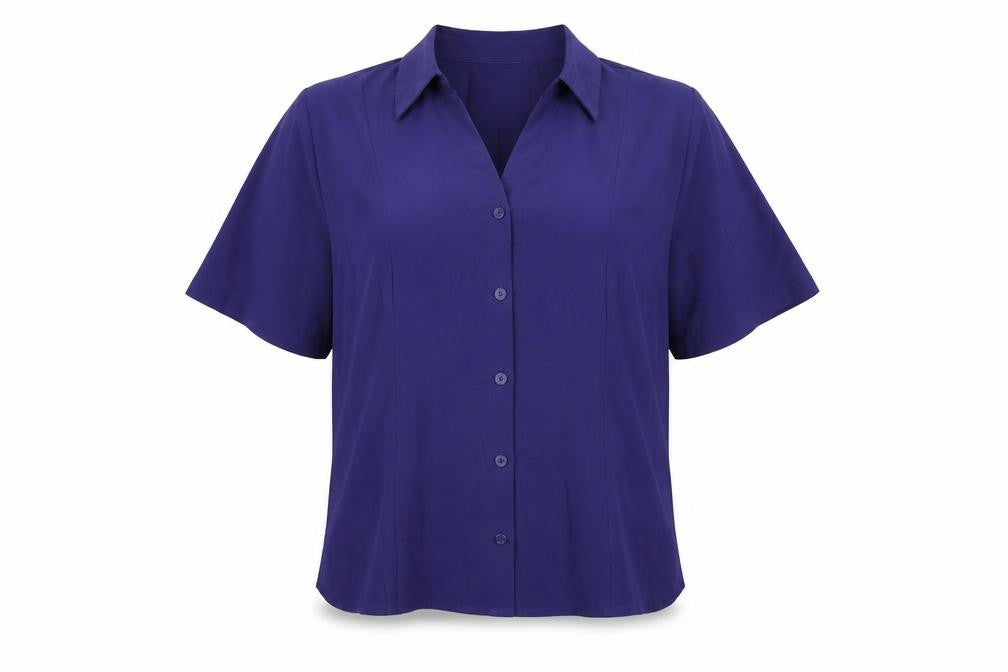 AMARANTO Womens Purple Polyester Basic Button-Up Size 16 Collared