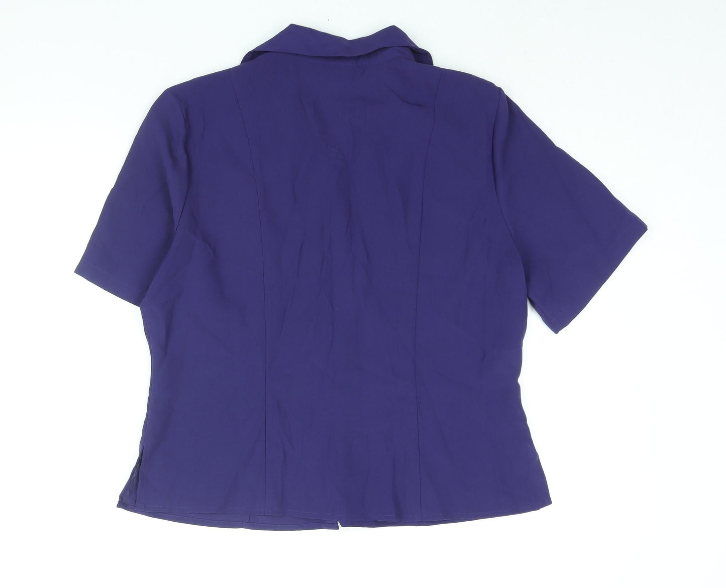 AMARANTO Womens Purple Polyester Basic Button-Up Size 16 Collared