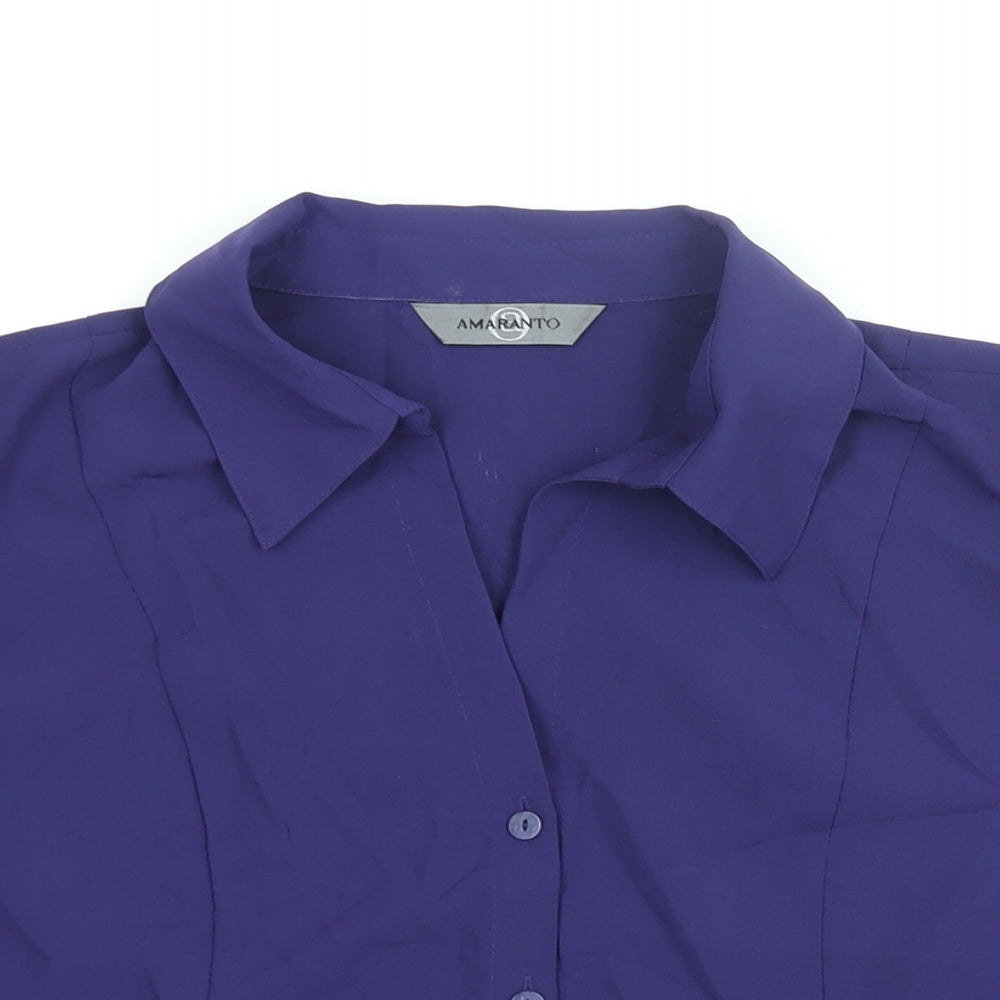 AMARANTO Womens Purple Polyester Basic Button-Up Size 16 Collared