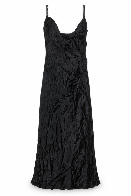 Stradivarius Womens Black Viscose Slip Dress Size L V-Neck Zip - Side Slit