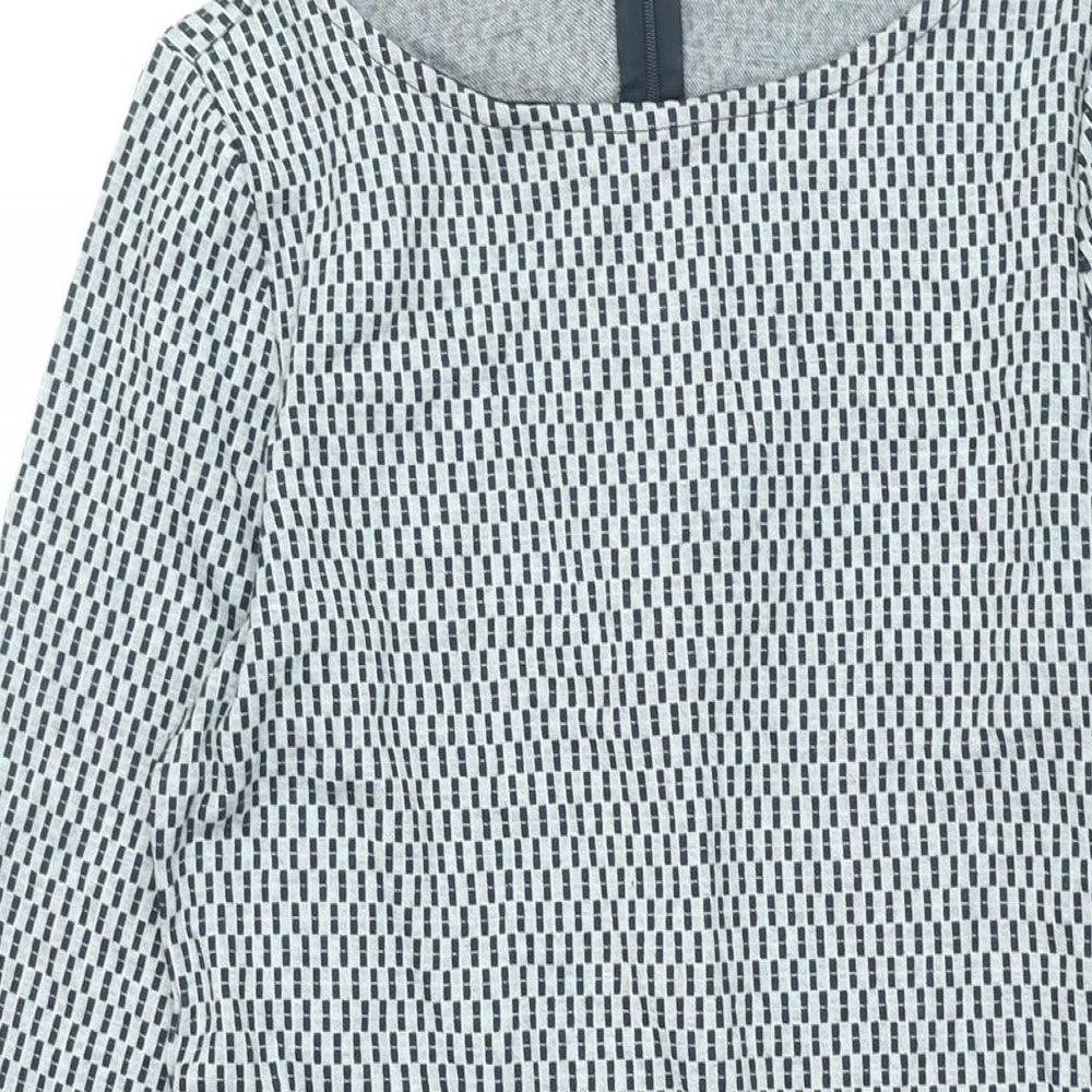 Esprit Womens Grey Check Polyester Bodycon Size M Round Neck Zip
