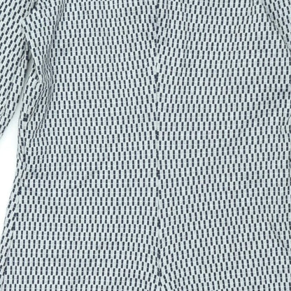 Brand and care label for ESPRIT women’s grey check polyester bodycon, size M, round neck zip