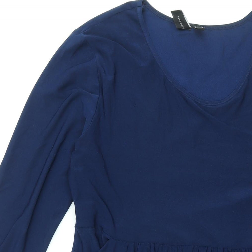 Izabel London Womens Blue Polyester Shift Size 12 Round Neck Pullover