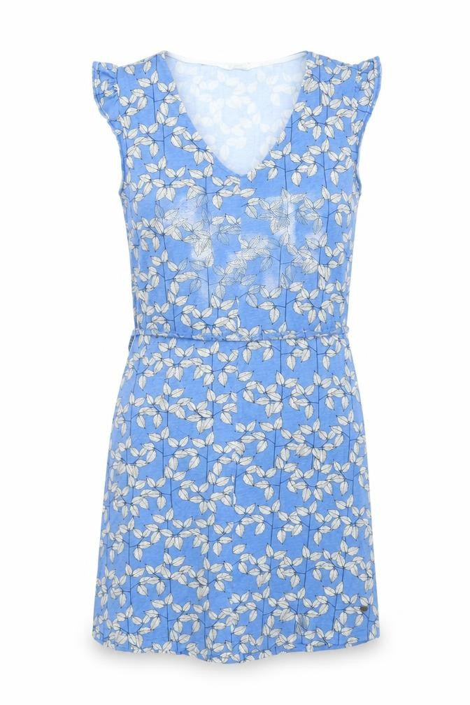 Trepass Womens Blue Geometric Cotton Shift Size L V-Neck Pullover - Belted