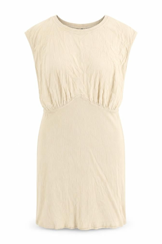 Bershka Womens Beige Cotton Shift Size L Round Neck Pullover