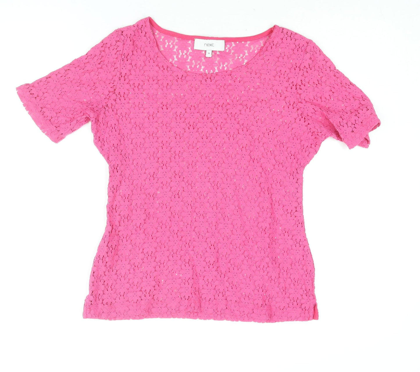 NEXT Womens Pink Polyester Basic Blouse Size 10 Round Neck