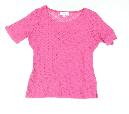 NEXT Womens Pink Polyester Basic Blouse Size 10 Round Neck